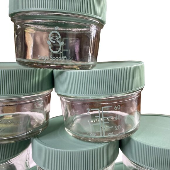 Reusable Baby Food Jars Sage Spoonfuls Quality Glass Storage Containers Lot 15 u - Picture 4 of 13